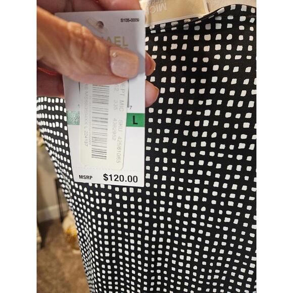 Nwt Michael Kors Black and White Printed Dress with Leather Belt - Picture 5 of 8